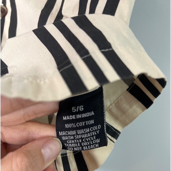 Eighty Eight Kids Black Cream Striped Button Up Short Sleeve Dress Shirt Boy 5 - Picture 4 of 5
